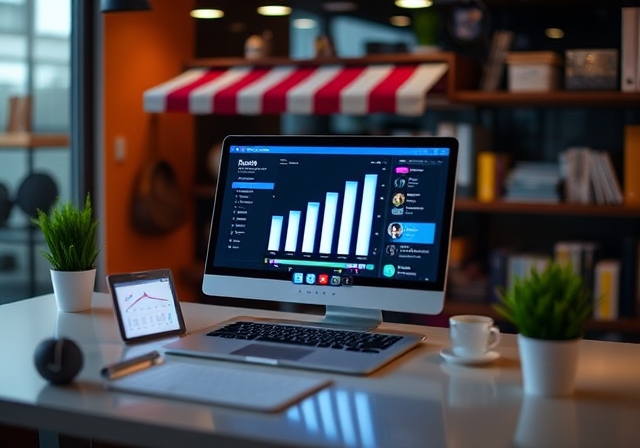 A detailed illustration of e-commerce solutions